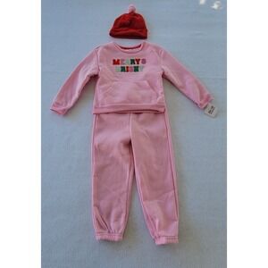 Joyful MERRY & BRIGHT Girls Set 3 HOLIDAY Size 4T  COLOR Pink-HOLIDAY